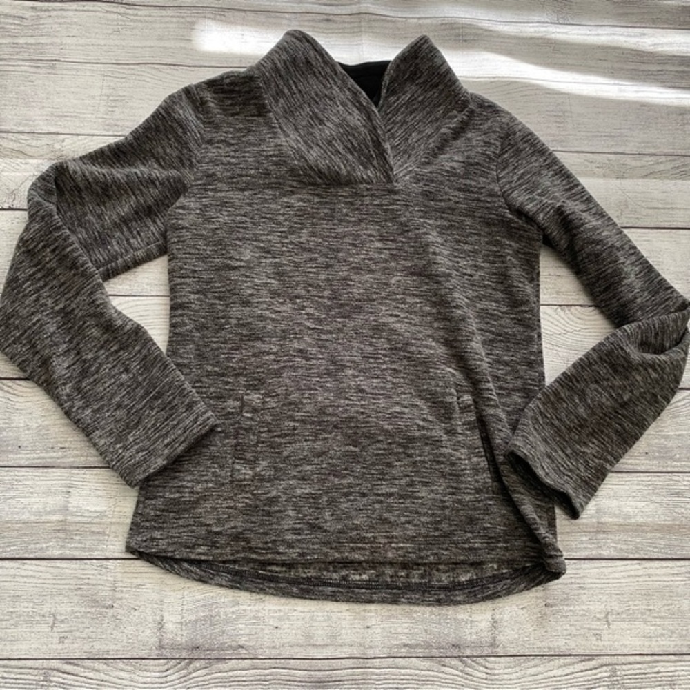 Athletic Works Gray Black Cross Collar Fleece Pullover Large 10/12